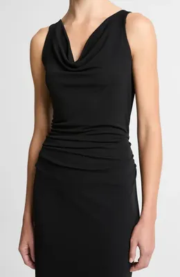 Vince Vince Cowl Neck Matte Jersey Midi Dress in Black — Women Winter black Dresses