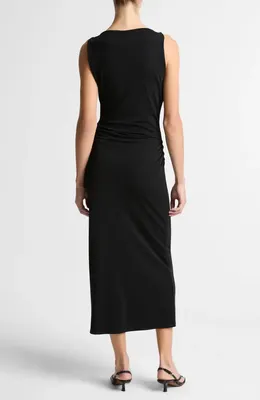 Vince Vince Cowl Neck Matte Jersey Midi Dress in Black — Women Winter black Dresses
