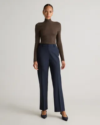 Quince Quince | Women's Italian Wool Straight Leg Pants in Navy — Women Winter navy Trousers & Chinos