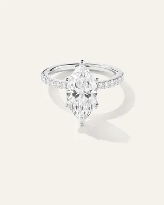 Quince Quince | Women's Lab Grown Diamond Marquise Petite Pave Engagement Ring 3ct in White Gold — Women Summer ivory Accessories
