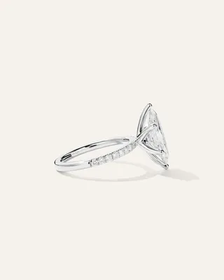 Quince Quince | Women's Lab Grown Diamond Marquise Petite Pave Engagement Ring 3ct in White Gold — Women Summer ivory Accessories