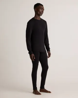 Quince Quince | Men's 100% Merino Wool Cold Weather Base Layer Crew Neck Alpaca Sweater in Black — Men Winter black Activewear