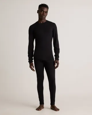 Quince Quince | Men's 100% Merino Wool Cold Weather Base Layer Crew Neck Alpaca Sweater in Black — Men Winter black Activewear