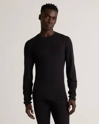 Quince Quince | Men's 100% Merino Wool Cold Weather Base Layer Crew Neck Alpaca Sweater in Black — Men Winter black Activewear