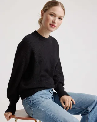 Quince Quince | Women's Alpaca Crewneck Sweater in Black — Women Winter black Sweaters & Knits
