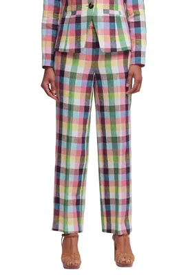 Boden Boden Canonbury Linen Pants in Pink/Soft Yellow Multi — Women Spring pink Pants
