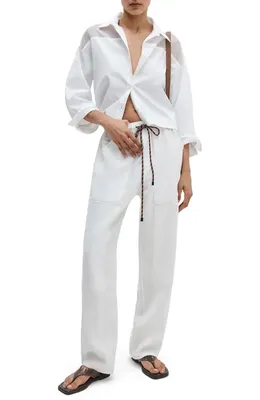rag & bone rag & bone Atlas Linen Drawstring Carpenter Pants in White — Women Spring ivory Pants