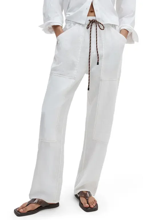 rag & bone rag & bone Atlas Linen Drawstring Carpenter Pants in White — Women Spring ivory Pants