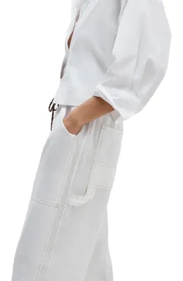 rag & bone rag & bone Atlas Linen Drawstring Carpenter Pants in White — Women Spring ivory Pants