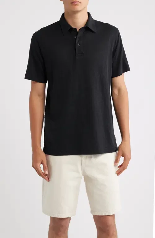 AG AG Bryce Stretch Cotton Polo in True Black — Men Winter black Tops
