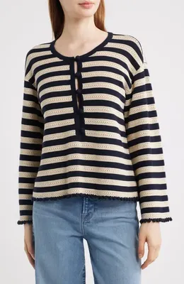 FRAME FRAME The Easy Captain Stripe Sweater in Cream Multi — Women Winter black Sweaters & Knits