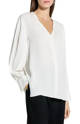 Theory Theory Woven Silk Shirt in Ivory — Women Winter white Blouses
