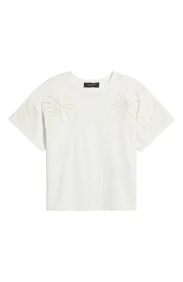 rag & bone rag & bone Floral Cutout T-Shirt in White — Women Winter white T-Shirts & Tees