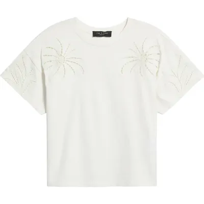 rag & bone rag & bone Floral Cutout T-Shirt in White — Women Winter white T-Shirts & Tees