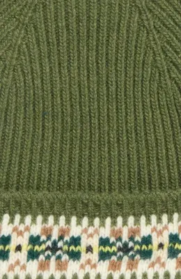 Bode Bode Moritz Virgin Wool Pompom Beanie in Green Multi — Men Autumn green Accessories