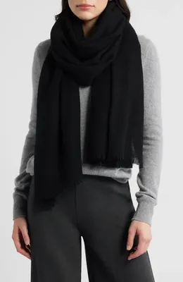 Vince Vince Check Cashmere & Wool Scarf in Black — Women Winter black Accessories