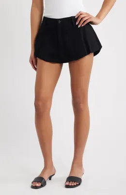 FRAME FRAME The Shell Bubble Hem Denim Shorts in Black — Women Winter black Shorts