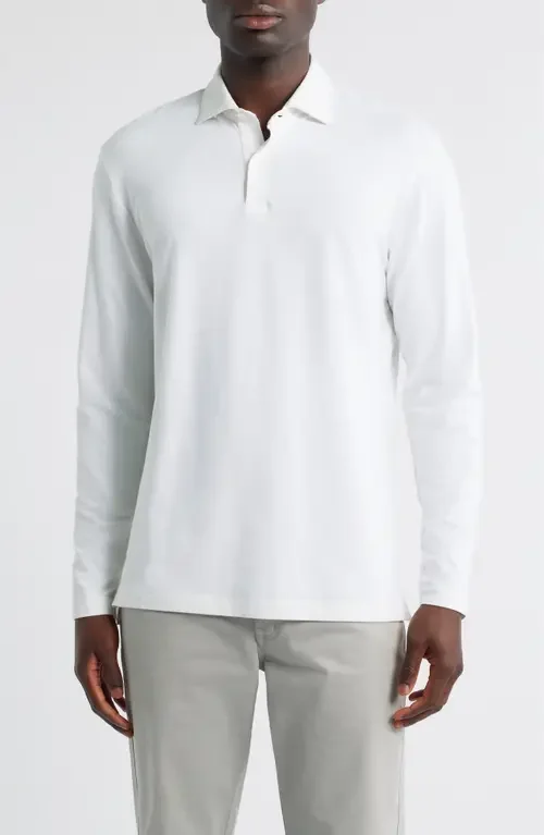 johnnie-O johnnie-O Idris Top Shelf Long Sleeve Polo in White — Men Winter white Tops