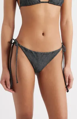 rag & bone rag & bone Miramar Faux Denim Bikini Bottoms in Washed Black — Women Winter black Swimwear