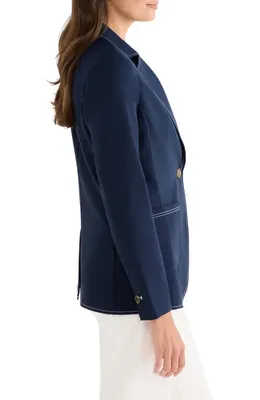 NIC+ZOE NIC+ZOE Topstitch Detail Stretch Blazer in Dark Indigo — Women Winter navy Outerwear