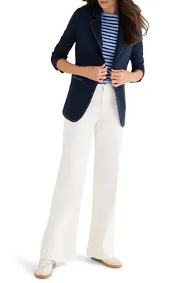 NIC+ZOE NIC+ZOE Topstitch Detail Stretch Blazer in Dark Indigo — Women Winter navy Outerwear