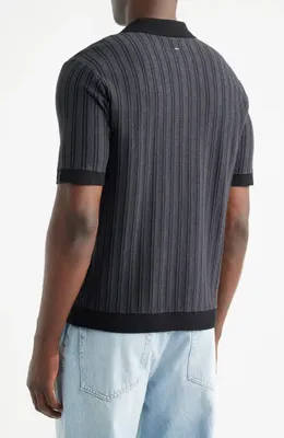rag & bone rag & bone Zuma Stripe Terry Cloth Polo in Navy — Men Winter black Tops