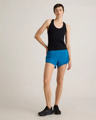 Quince Quince | Women's Seamless Waist-Length Racerback Tank Top in Black — Women Winter black Sports Bras