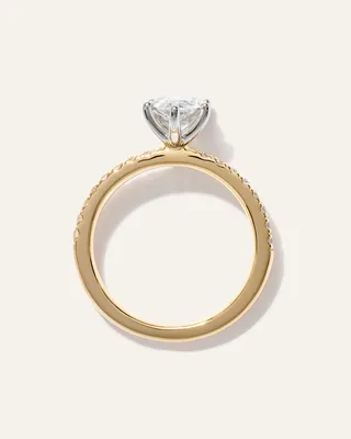 Quince Quince | Women's Lab Grown Diamond Pear Petite Pave Engagement Ring 1.5ct in Yellow Gold — Women Spring gold Accessories