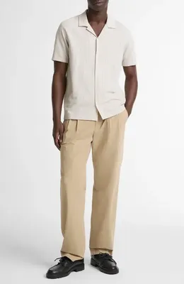 Vince Vince Stripe Seersucker Button Down Top in Mineral/optic White — Men Spring white Tops