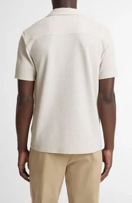Vince Vince Stripe Seersucker Button Down Top in Mineral/optic White — Men Spring white Tops