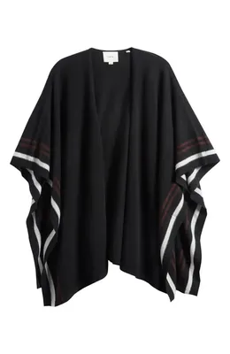 Vince Vince Border Stripe Cashmere Cape in Black — Women Winter black Accessories