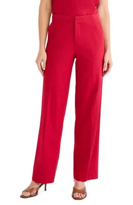 NIC+ZOE NIC+ZOE Lenox Linen Blend Pants in Red Mix — Women Winter red Pants