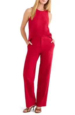 NIC+ZOE NIC+ZOE Lenox Linen Blend Pants in Red Mix — Women Winter red Pants