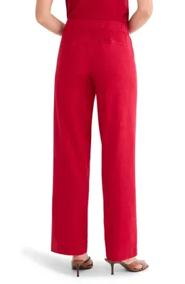 NIC+ZOE NIC+ZOE Lenox Linen Blend Pants in Red Mix — Women Winter red Pants
