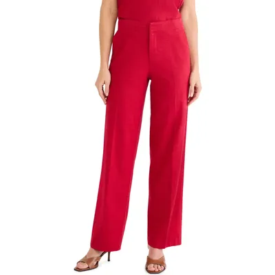 NIC+ZOE NIC+ZOE Lenox Linen Blend Pants in Red Mix — Women Winter red Pants