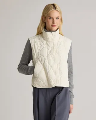 Quince Quince | Women's Featherless Quilted Puffer Vest in Silken White — Women Winter white Vests