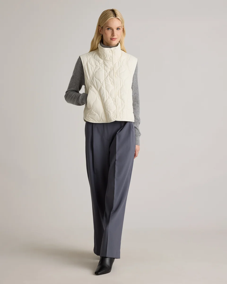 Quince Quince | Women's Featherless Quilted Puffer Vest in Silken White — Women Winter white Vests