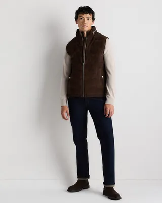 Quince Quince | Men's 100% Suede Puffer Vest in Espresso Brown in Espresso Brown — Men Autumn Outerwear