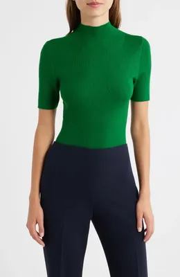 Theory Theory Leenda Merino Wool Mock Neck Sweater in Bright Leaf - Xqn — Women Autumn teal Sweaters & Knits