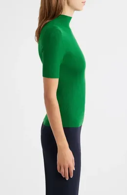 Theory Theory Leenda Merino Wool Mock Neck Sweater in Bright Leaf - Xqn — Women Autumn teal Sweaters & Knits