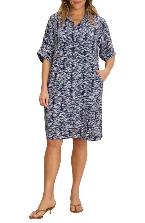 NIC+ZOE NIC+ZOE Block Party Devon Shift Dress in Indigo Multi — Women Summer navy Dresses