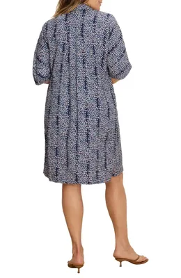 NIC+ZOE NIC+ZOE Block Party Devon Shift Dress in Indigo Multi — Women Summer navy Dresses