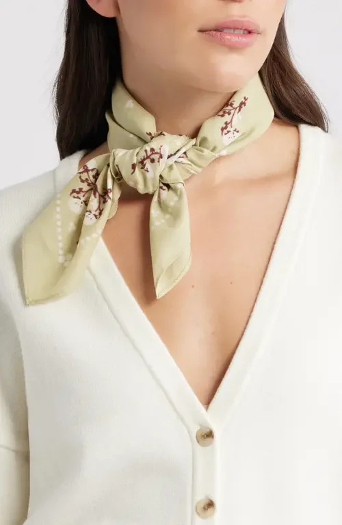 rag & bone rag & bone Floral Western Bandana in Pastel Green Floral — Women Spring khaki Accessories