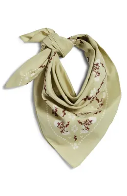 rag & bone rag & bone Floral Western Bandana in Pastel Green Floral — Women Spring khaki Accessories