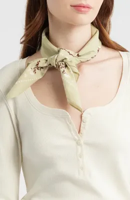 rag & bone rag & bone Floral Western Bandana in Pastel Green Floral — Women Spring khaki Accessories