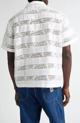Bode Bode Tennis Lace Cotton Camp Shirt in Cream — Men Spring ivory Tops