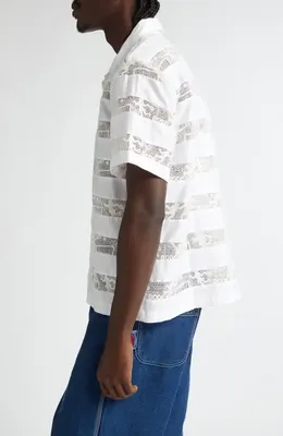 Bode Bode Tennis Lace Cotton Camp Shirt in Cream — Men Spring ivory Tops