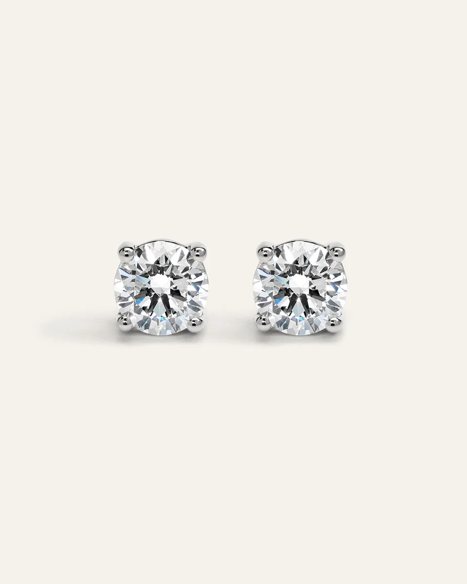 Quince Quince | Women's 14K Gold Lab Grown Diamond Four-Prong Solitaire Studs 4ctw in White Gold — Women Summer white Accessories
