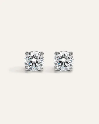 Quince Quince | Women's 14K Gold Lab Grown Diamond Four-Prong Solitaire Studs 4ctw in White Gold — Women Summer white Accessories