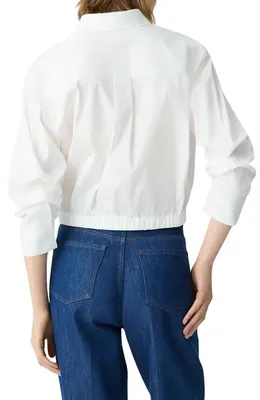 Theory Theory Fixed Sleeve Cotton Blend Shirt in White — Women Winter white Button-Down Shirts
